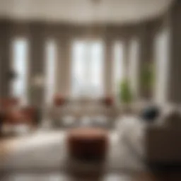 Elegant living room with floor-to-ceiling drapes