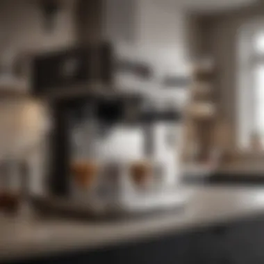 A stylish kitchen showcasing an espresso machine