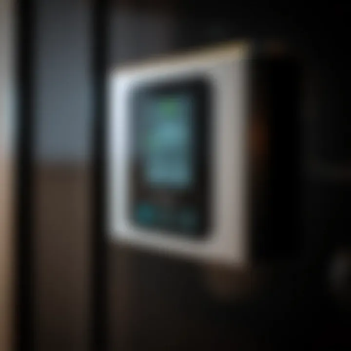 Close-up view of temperature control panel for wine storage