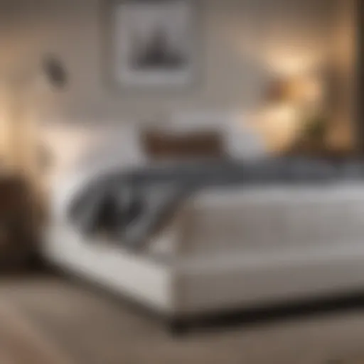 A stylish bed frame featuring a box spring