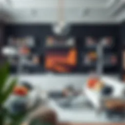 A stylish living room showcasing books displayed on sleek shelves