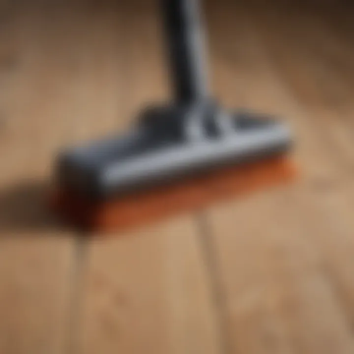 Close-up of vacuum cleaner brush design for wood floors