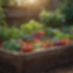 Vibrant raised garden bed filled with assorted vegetables