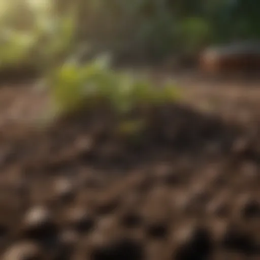 Close-up of healthy garden soil ready for fertilization