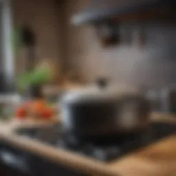 A stylish Staub Dutch oven on a kitchen countertop