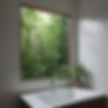 Decorative window film applied to a small bathroom window