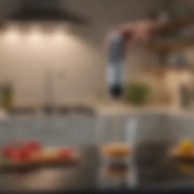 Wireless Immersion Blender in Action A wireless immersion blender being used in a vibrant kitchen setting