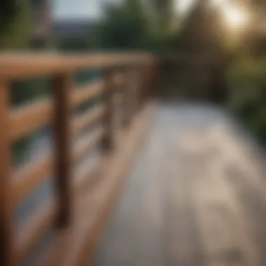 Modern minimalistic wooden handrail complementing a sleek deck