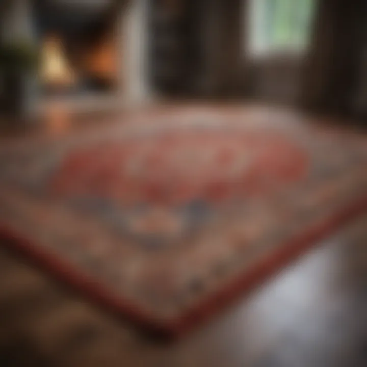 Luxurious wool area rug on hardwood floor